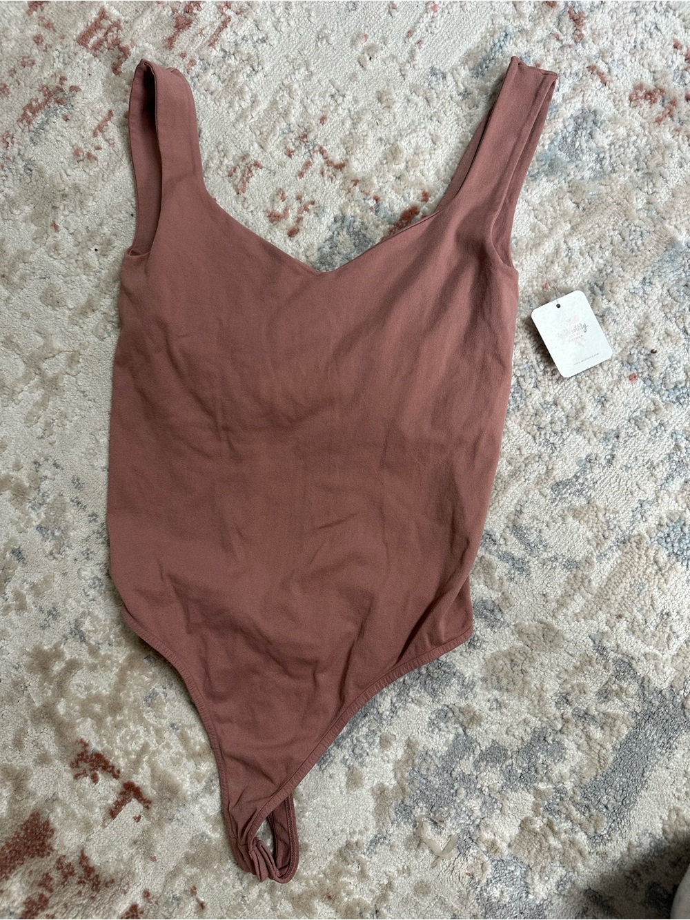 Free People Ribbed Tank Bodysuit in Mauve Rose
